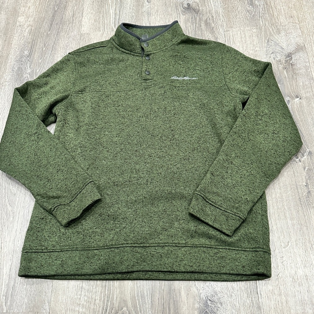 Eddie Bauer Mens Quarter Snap Fleece Pullover Heathered Green Large 50000090 - Picture 9 of 13